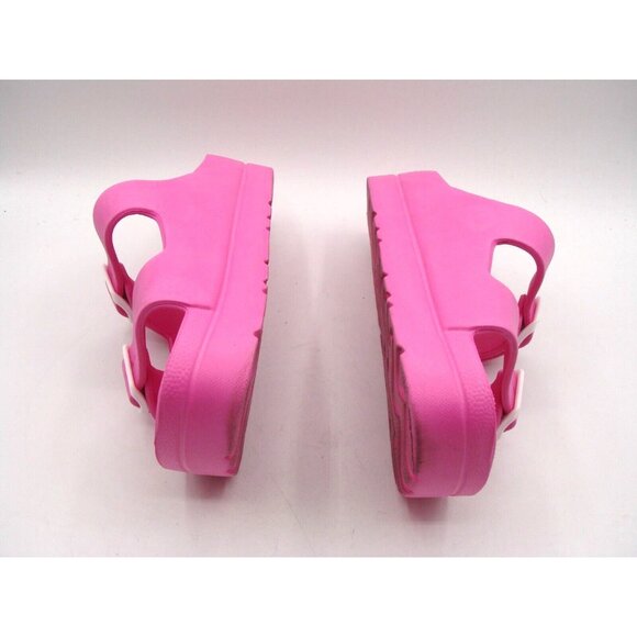 Pink Platform Two Strap Sandals Buckle Slides Beach Slippers Size 8 EUR 39 Barbi - Picture 3 of 9